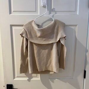 Pink Rose Cream Off-the-Shoulder Sweater